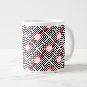 Svart röd och vit geometri jumbo mugg