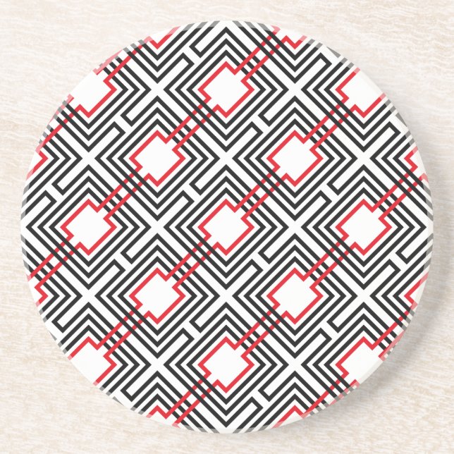 Svart röd och vit geometri underlägg (Framsidan)