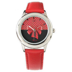 Svart, röd och vit Polka dots Armbandsur