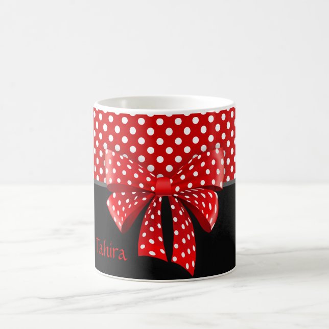 Svart, röd och vit Polka dots-menyfliksområdet Kaffemugg (Center)