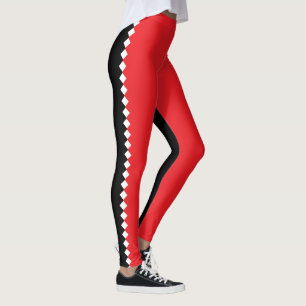 Svart, röd och vit rombform Leggeringar Leggings