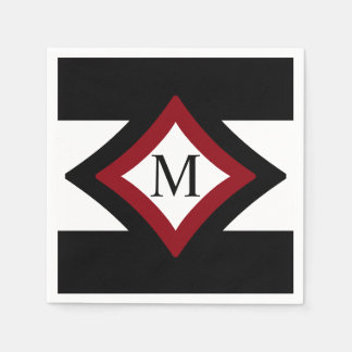 Svart, röd och vit Snyggt, diameter, formad Monogr Pappersservett