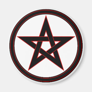 Svart & röd pentacle magnet