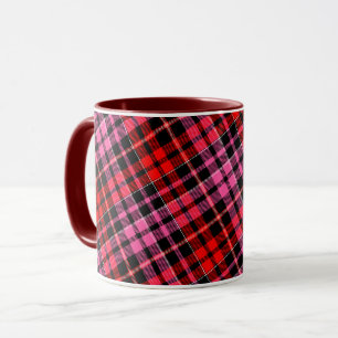 Svart Röd Rosa Rutig Tartan Design Mugg