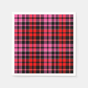 Svart Röd Rosa Rutig Tartan Design  Pappersservett
