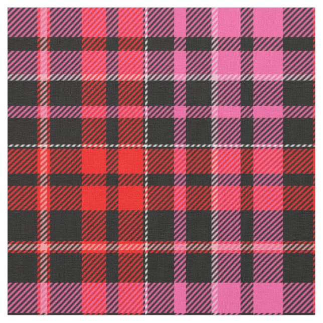 Svart Röd Rosa Rutig Tartan Design  Tyg (Närbild)
