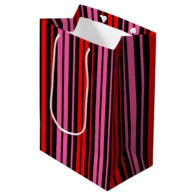 Svart Röd Rosa Vertikala Randiga Design Klassisk  (Framsidan Vinklad)