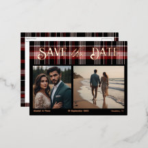 Svart & Röd skotsk Tartan Spara datum