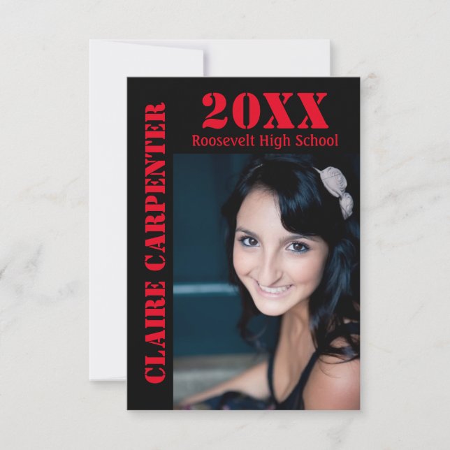 Svart/röd stencil Brev - 3 x 5 Grad-meddelande Inbjudningar (Framsida)