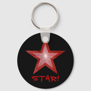 Svart, röd stjärna "STAR!"-nyckelkedja Nyckelring