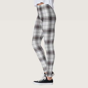 Svart röd Tartanpläd för vit Leggings
