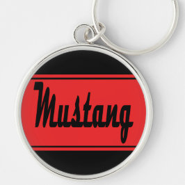 Svart röd tävlings- randmuskelbil Keychain Rund Silverfärgad Nyckelring