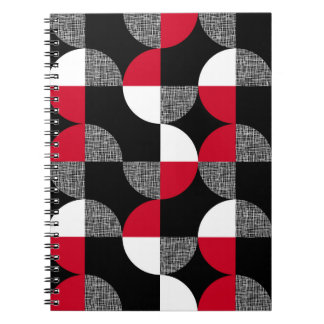 Svart, röd, vit geometrisk plaid mönster. anteckningsbok