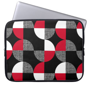 Svart, röd, vit geometrisk plaid mönster. laptop fodral