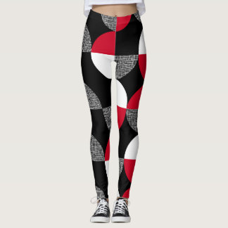 Svart, röd, vit geometrisk plaid mönster. leggings