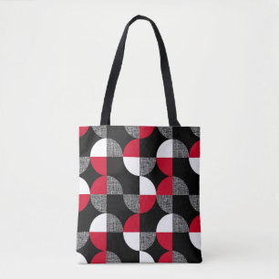 Svart, röd, vit geometrisk plaid mönster. tygkasse
