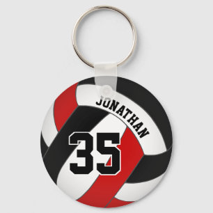 Svart röd volleyball-spelare anpassningsbar jersey nyckelring