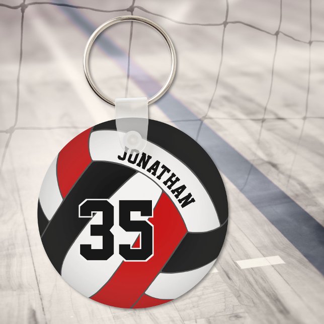 Svart röd volleyball-spelare anpassningsbar jersey nyckelring (Skapare uppladdad)