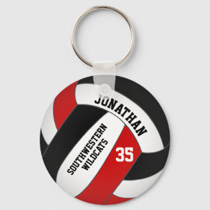 Svart röd volleyball-spelare och lag namn nyckelring