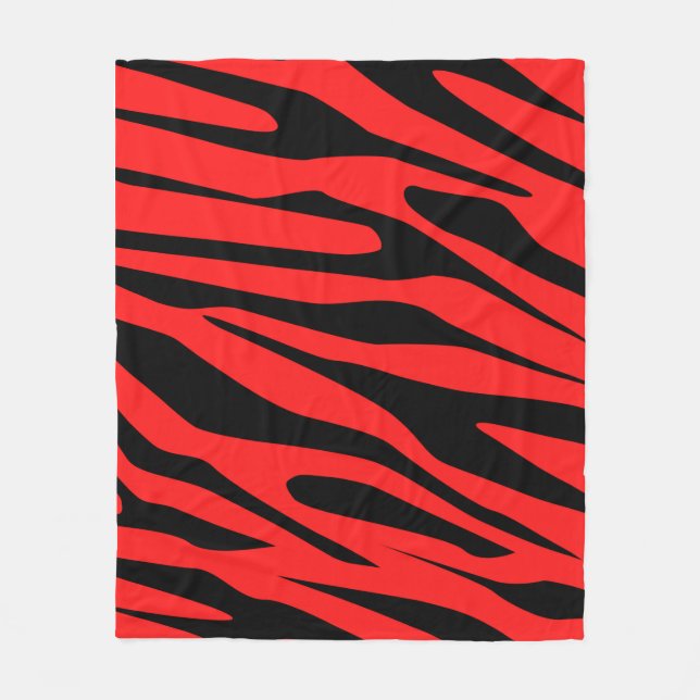 Svart - röda toner Tiger-sömlöst mönster  Fleecefilt (Framsidan)