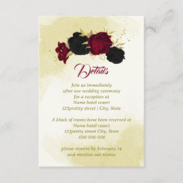 Svart rödblommor guld löv tilläggskort