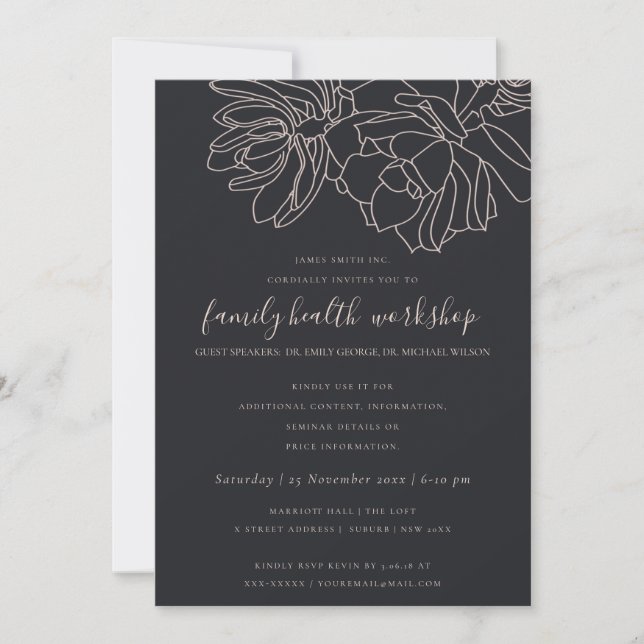 SVART RODNAD ÖKEN KAKTUSAR SUCCULENTER WORKSHOP EV INBJUDNINGAR (Framsida)