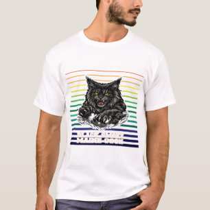 Svart Rök Maine Coon Katt Vild Mascot Konst T Shirt