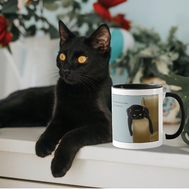 Svart Rolig Fräck Blå Katt Mugg (Skapare uppladdad)