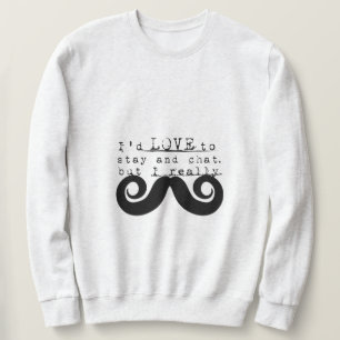 Svart Rolig humor jag Mustasch Lång Ärmad Tröja