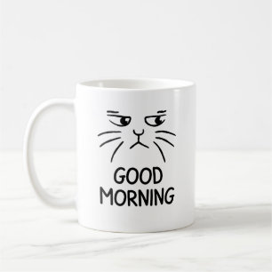 Svart, rolig kattälskare, bra morgon kaffemugg