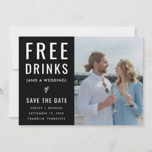 Svart Roligt Gratis Drunkar Foto Qr Kod Bröllop Spara Datumet