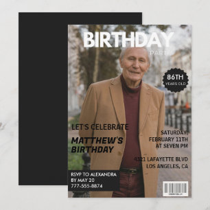 Svart Roligt Tidskrift Omslagsfoto 86-årsdag Inbjudningar