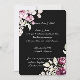 Svart Romantisk Blomning Floral Peony Inbjudningar