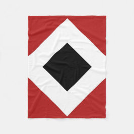 Svart romb, Fet vit Gräns på Röd Fleecefilt