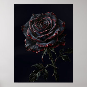 Svart Ros — Gotisk botanisk impasto Poster