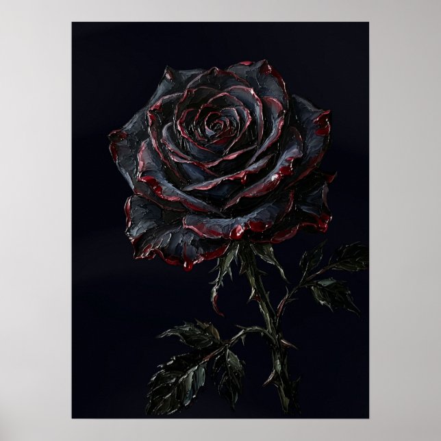 Svart Ros — Gotisk botanisk impasto Poster (Framsidan)