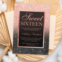 Svart ros guld glitter elegant chic Sweet 16
