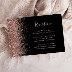 Svart Ros Guld Glitter Kant Bröllopsmottagning Tilläggskort