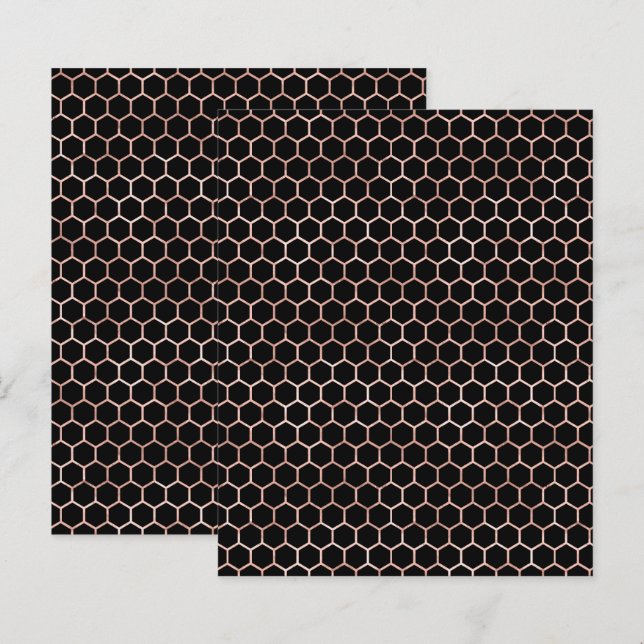 Svart Ros Guld Honungsbi Mönster Scrapbookpapper (Fram/baksida)