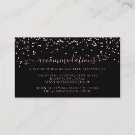 Svart Ros Guld Rosa Glitter Bröllopsinbjudan Tilläggskort