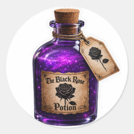 Svart Ros-Potion Gotisk Häxa Flaska Klistermärke