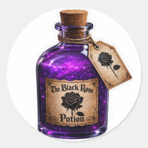 Svart Ros-Potion Gotisk Häxa Flaska Klistermärke