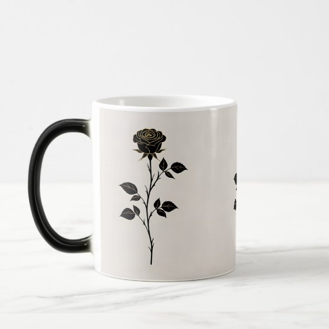 Svart Ros Siluett | Minimalistisk Mugg (Vänster)