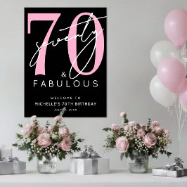 Svart Rosa 70-års Födelsedags Välkomstskylt Poster