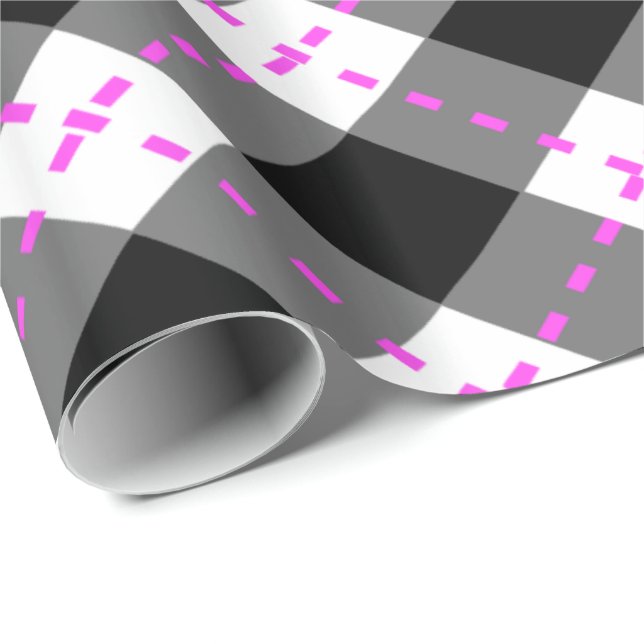 Svart/Rosa Argyle Presentpapper (Rullad Hörn)