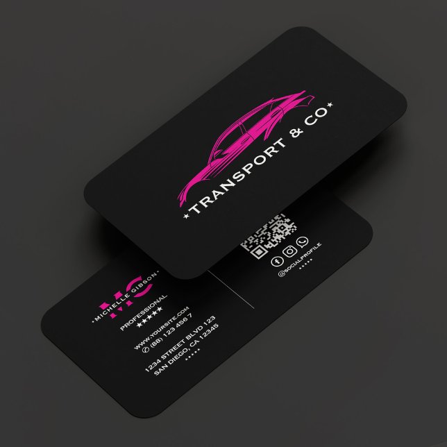 Svart Rosa Auto-bil chauffeur Retro Modern Visitkort (Black Pink Auto Car Driver Chauffeur Retro Modern Business Card
)