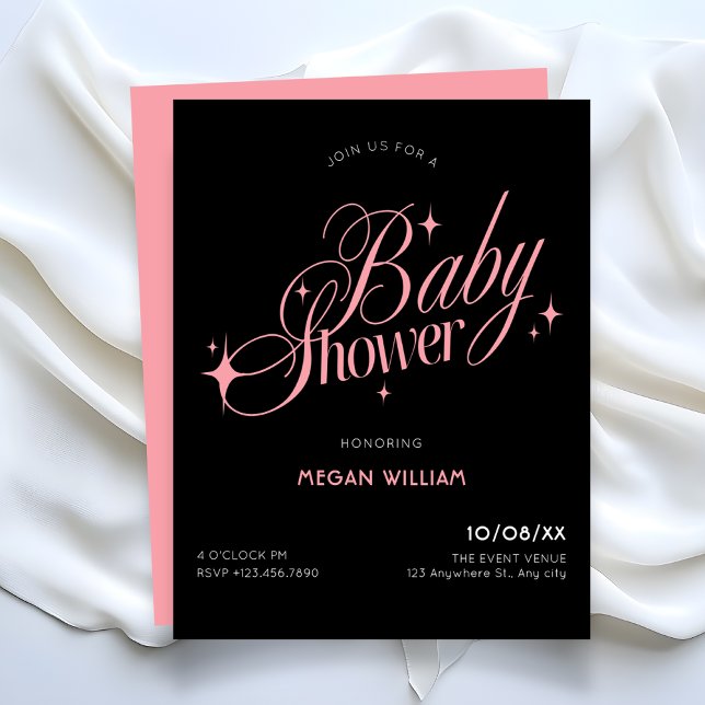 Svart Rosa baby shower Inbjudningar (Skapare uppladdad)