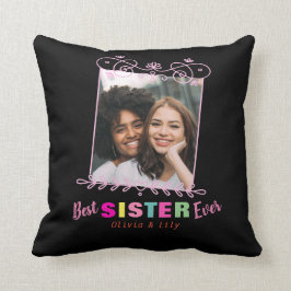 Svart Rosa - bästa syster - någonsin BFF Fotosamli Kudde