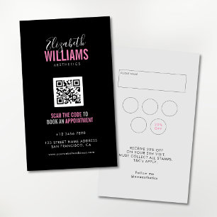 Svart Rosa Beauty Salon QR Code Loyalty & Visitkort
