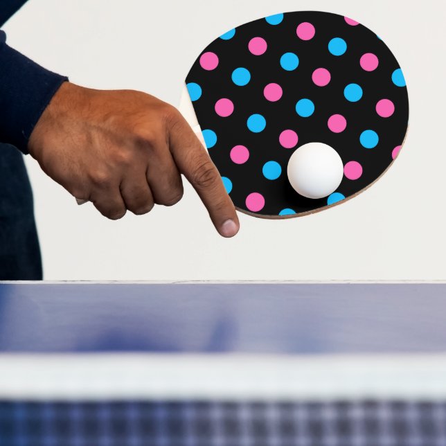 Svart Rosa Blå Prickig Mönster Pingisracket (Insitu)